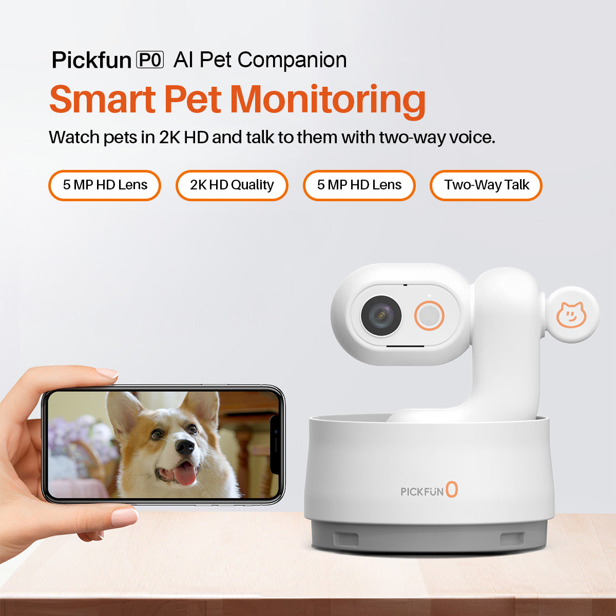 Pickfun PO 360° AI Pet Tracking And Monitoring Camera With App And Cloud Storage