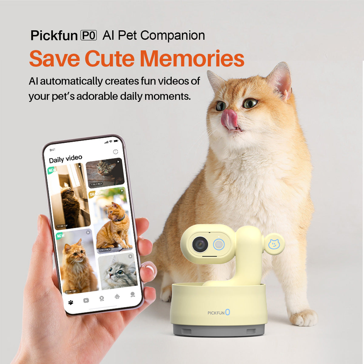 Pickfun PO 360° AI Pet Tracking And Monitoring Camera With App And Cloud Storage