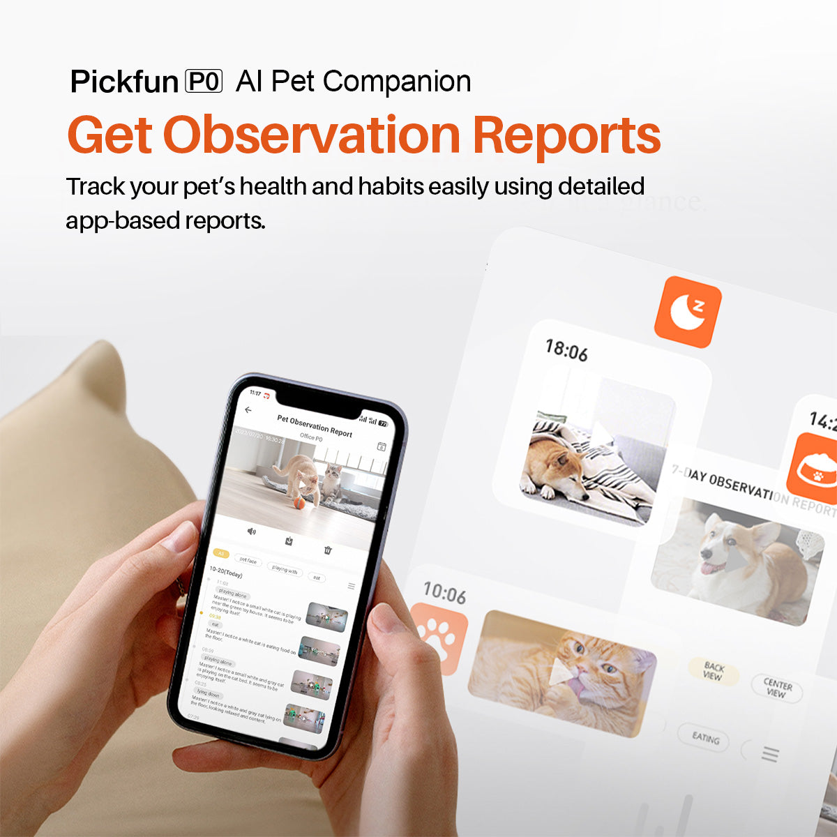 Pickfun PO 360° AI Pet Tracking And Monitoring Camera With App And Cloud Storage