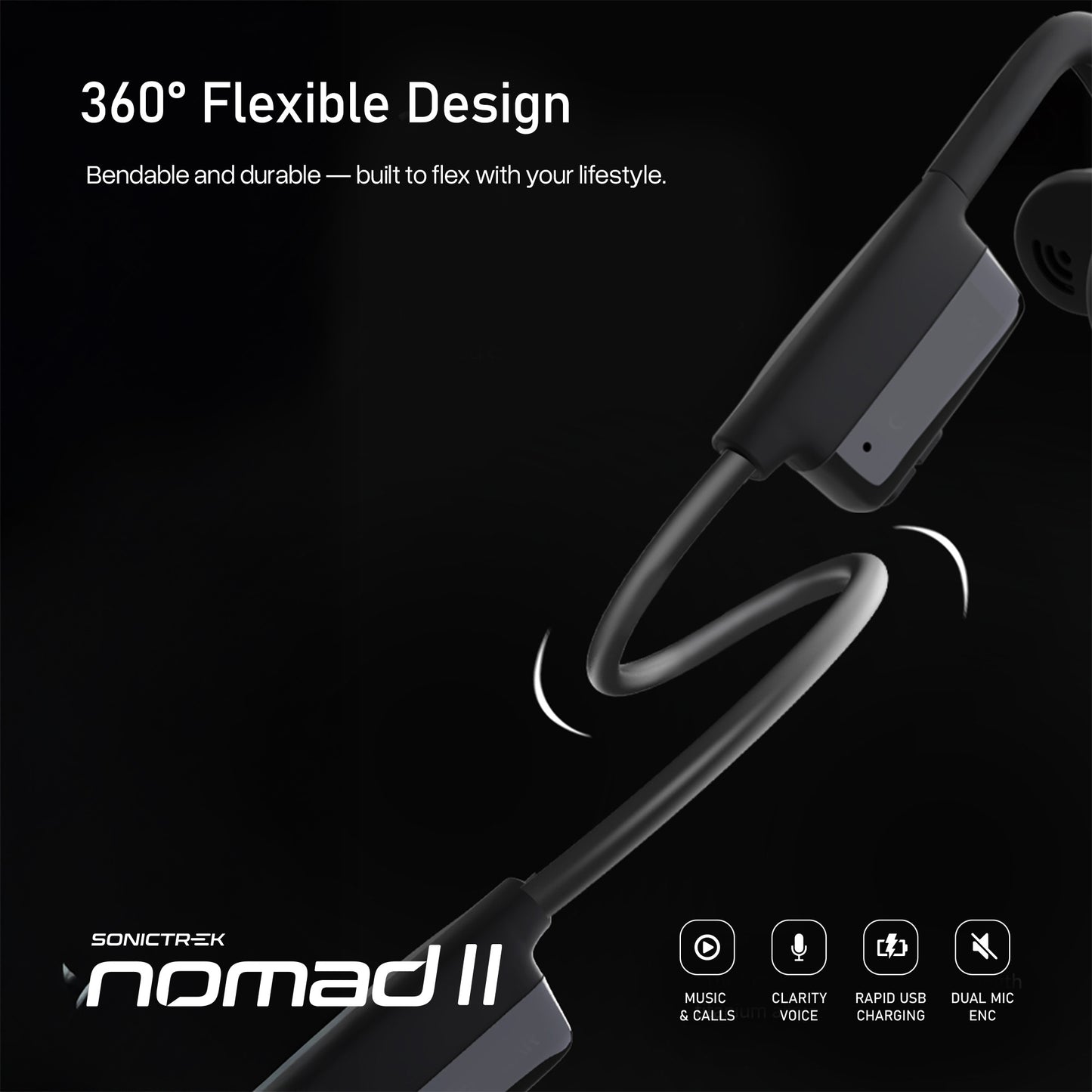 Sonictrek Nomad 2 Wireless Open Ear Headset With Boom Mic For More Productive Work
