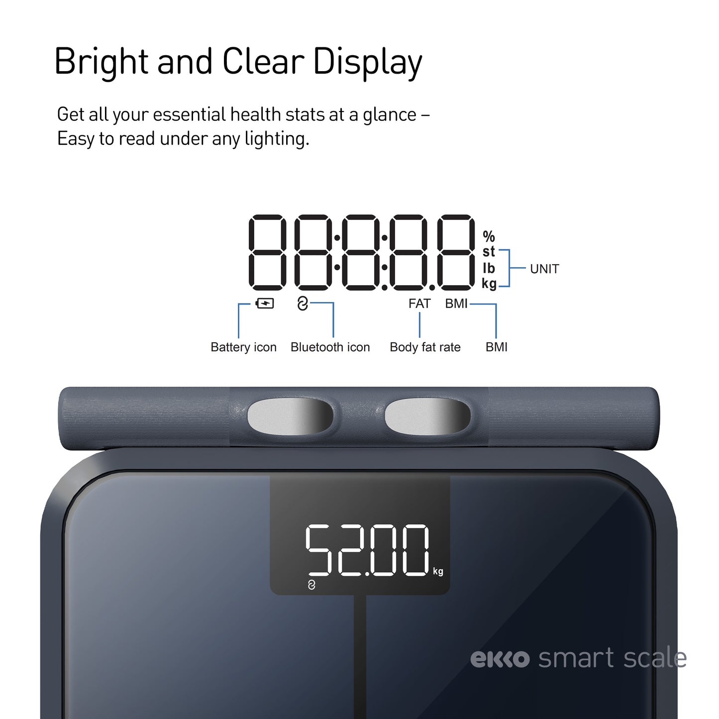 Ekko Smart Body Fat Scale with 18 Health Parameter Fitness Tracking App