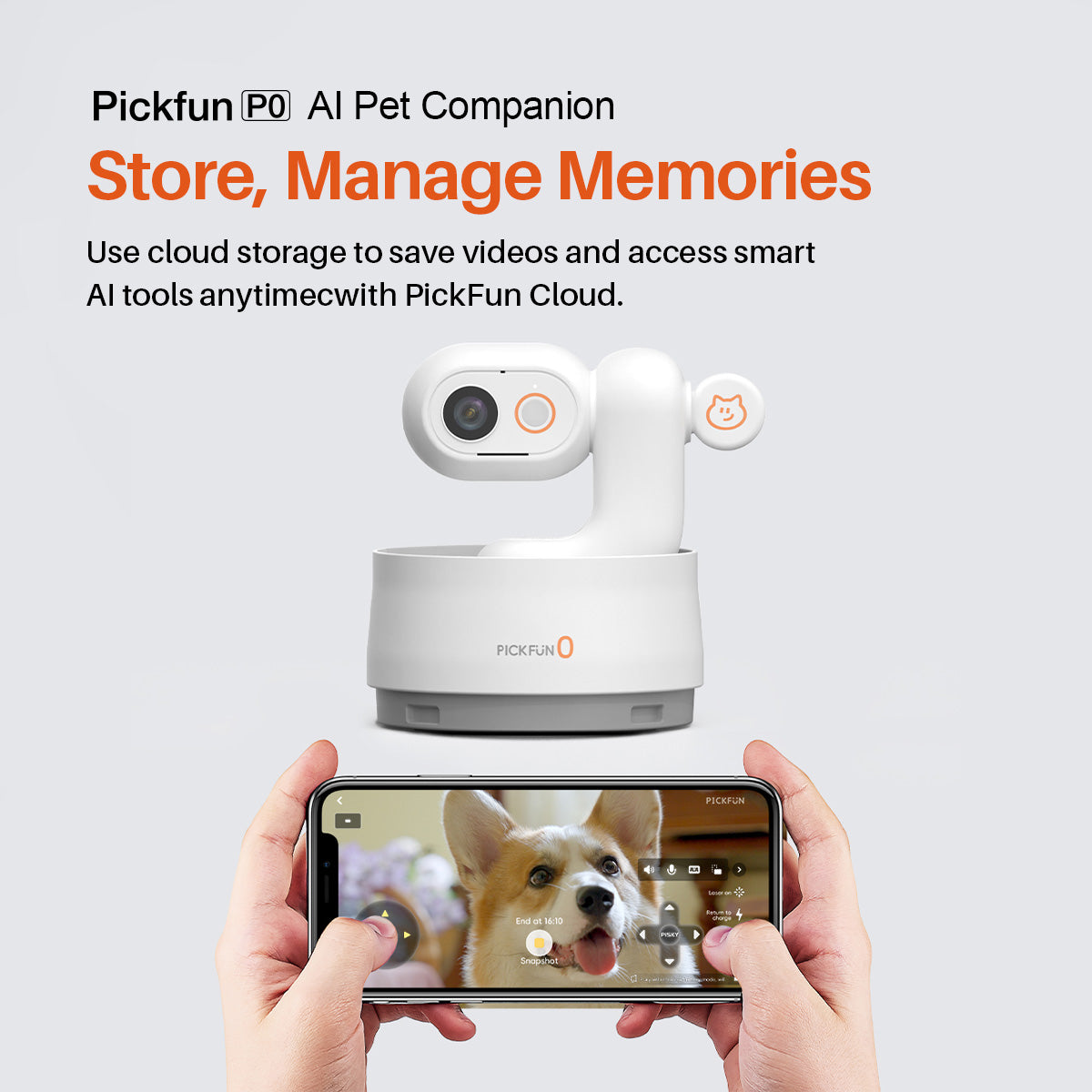 Pickfun PO 360° AI Pet Tracking And Monitoring Camera With App And Cloud Storage