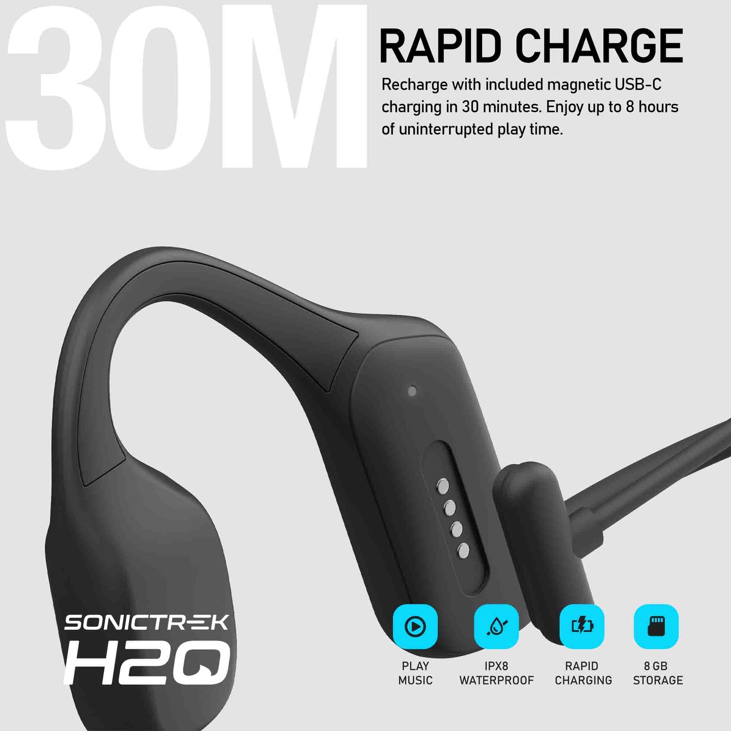 Sonictrek H2O Wireless Earbuds For Swimmers With Inbuilt Music Player