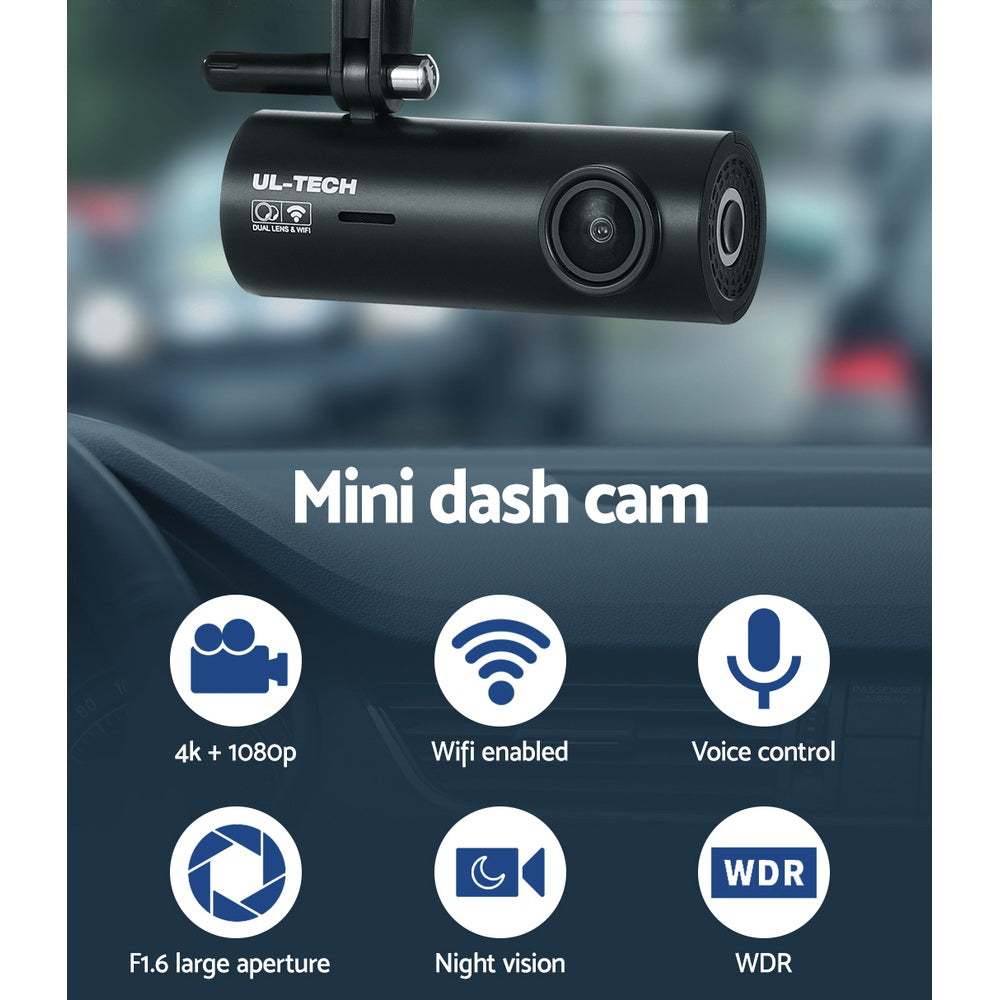 UL-tech Dash Camera 4K Front And Rear Camera Kit With WiFi And App