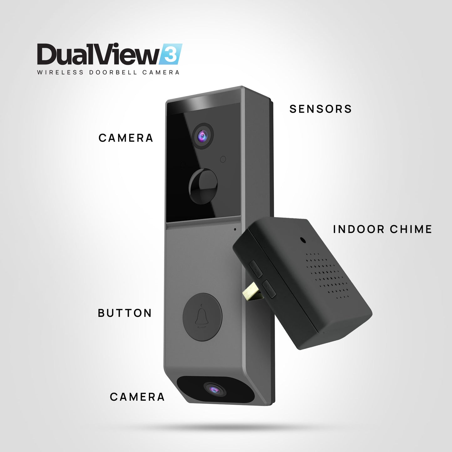 Walkabout DualView 3 Wireless Doorbell Camera With SmartDetect AI Analysis Plus Chime Extension