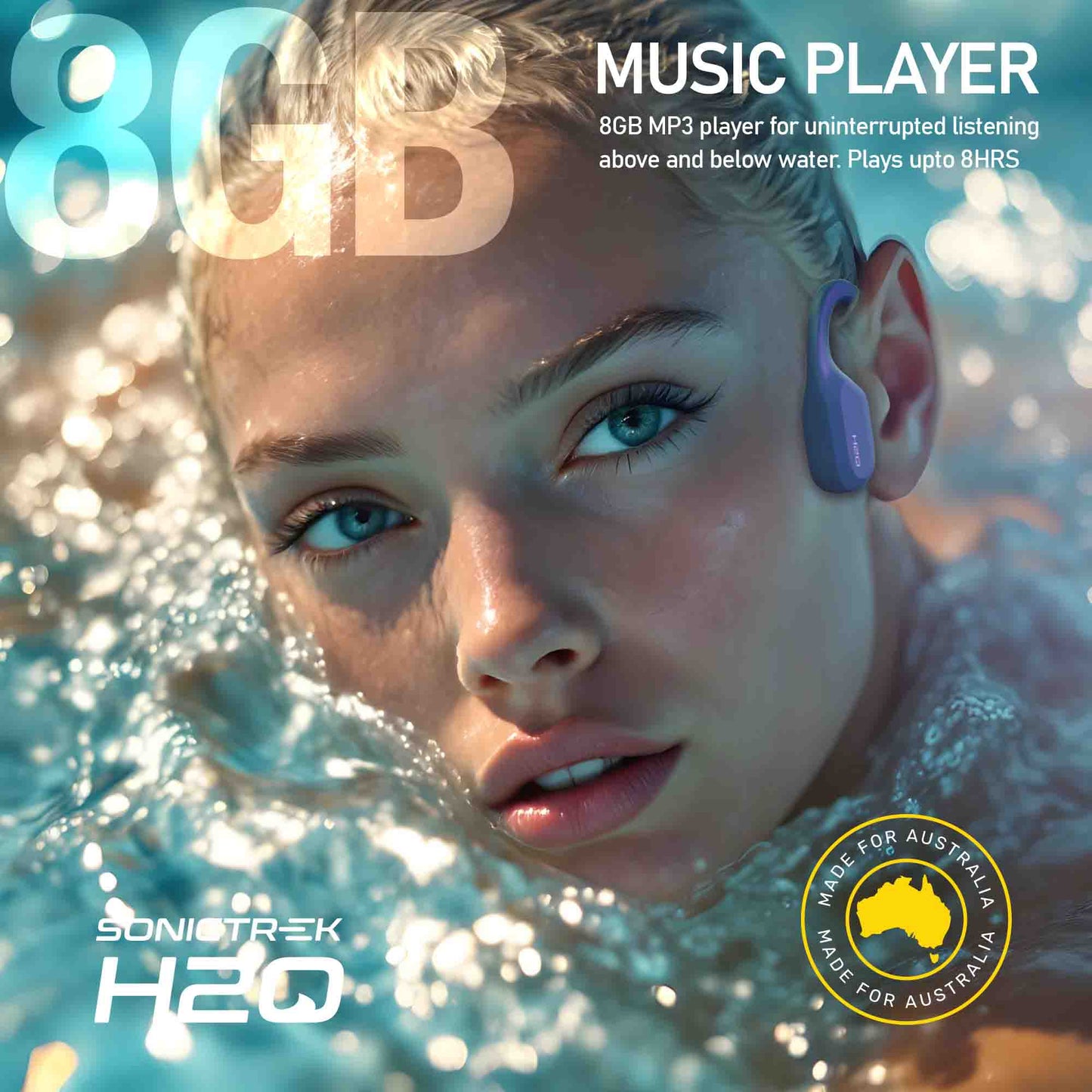 Sonictrek H2O Wireless Earbuds For Swimmers With Inbuilt Music Player