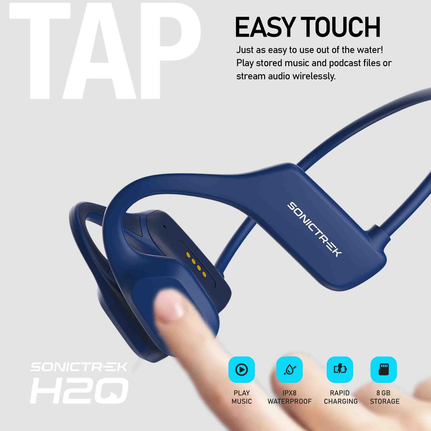 Sonictrek H2O Wireless Earbuds For Swimmers With Inbuilt Music Player