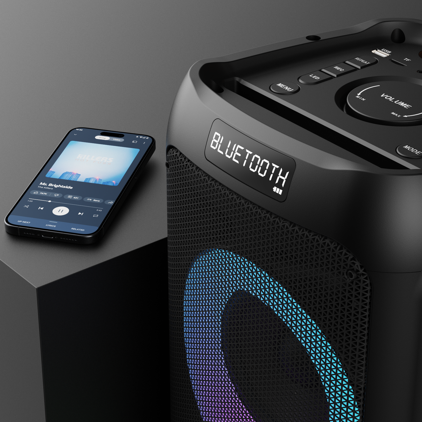 Majority PS Mega Series Party Speaker: 4 Sizes With Karaoke, PA, And LED Party Lights