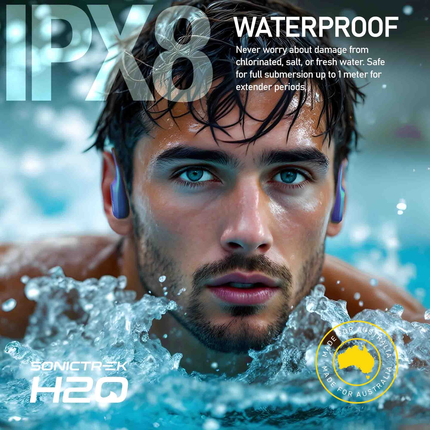 Sonictrek H2O Wireless Earbuds For Swimmers With Inbuilt Music Player