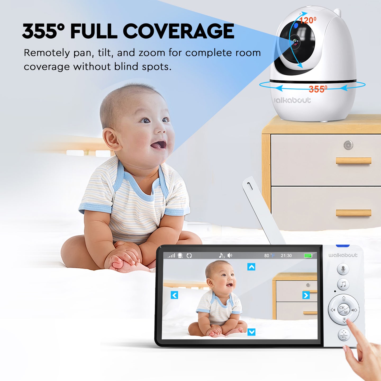Walkabout 360 View HD Wireless Full HD Resolution Video Baby Monitor cellular connectivity