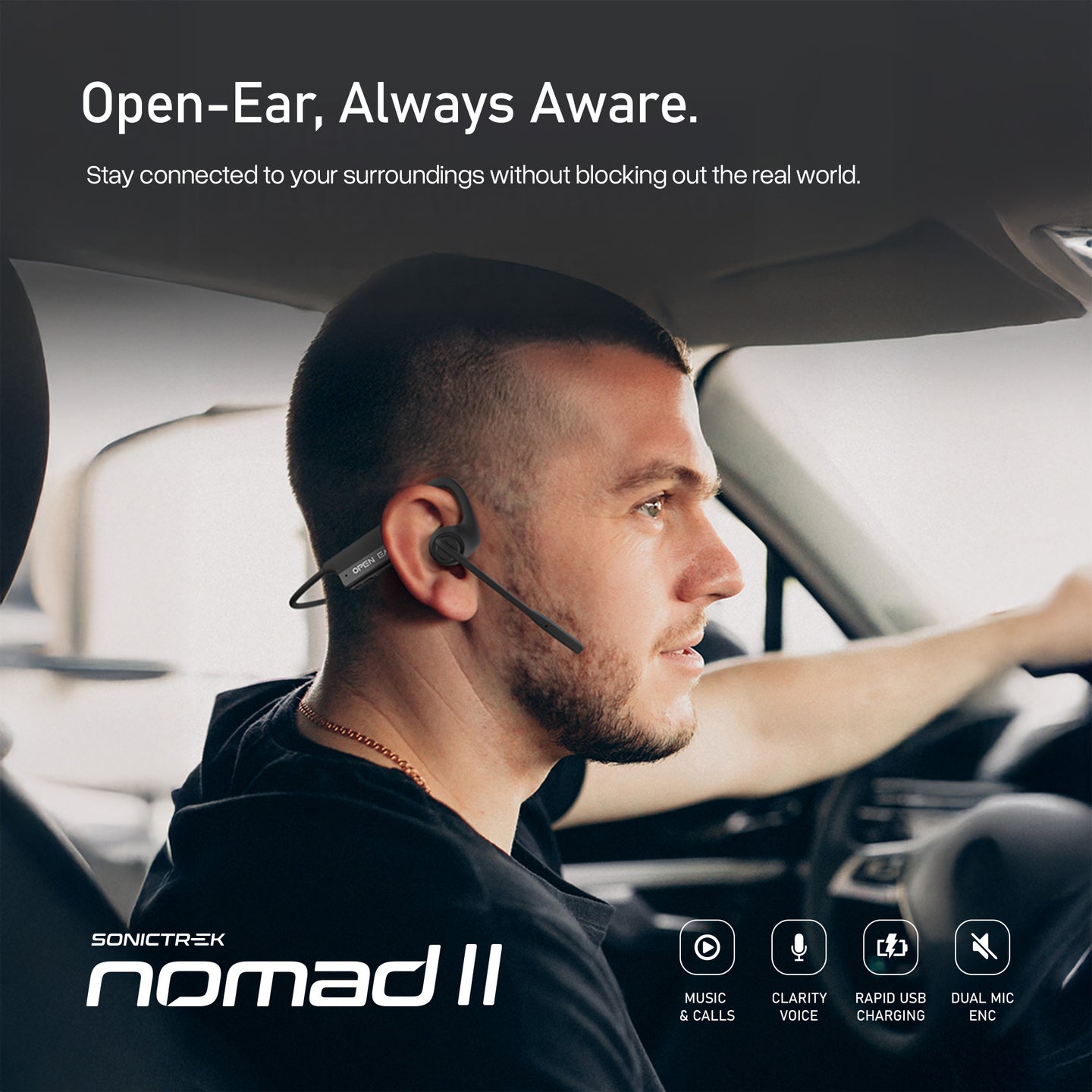 Sonictrek Nomad 2 Wireless Open Ear Headset With Boom Mic detail view 8