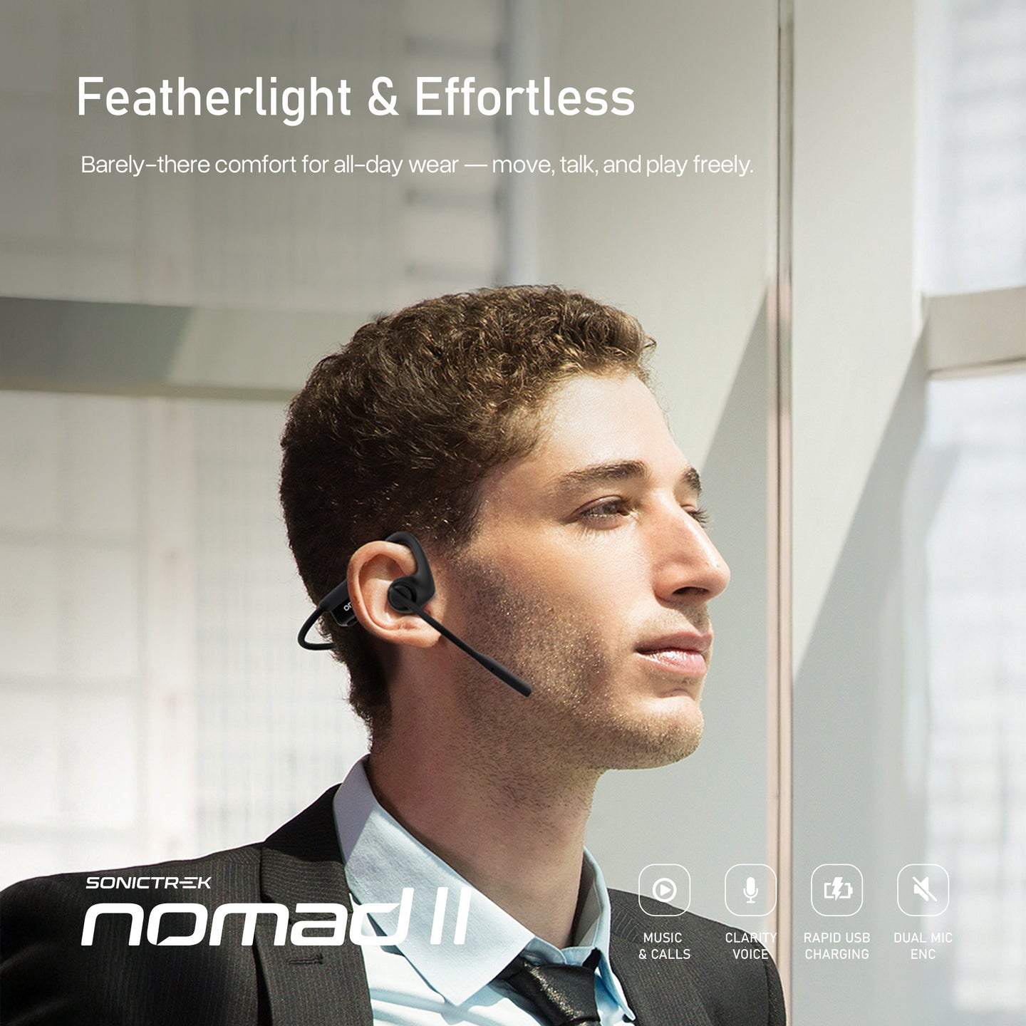 Sonictrek Nomad 2 Wireless Open Ear Headset With Boom Mic detail view 9