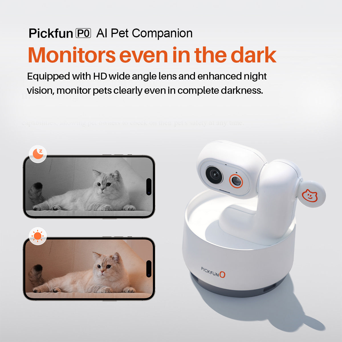Pickfun PO 360° AI Pet Tracking And Monitoring Camera With App And Cloud infrared night vision