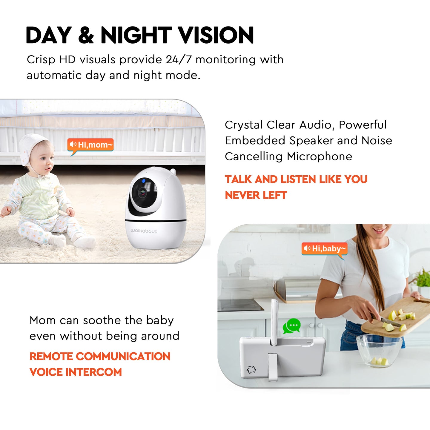 Walkabout 360 View HD Wireless Full HD Resolution Video Baby Monitor infrared night vision detail 2