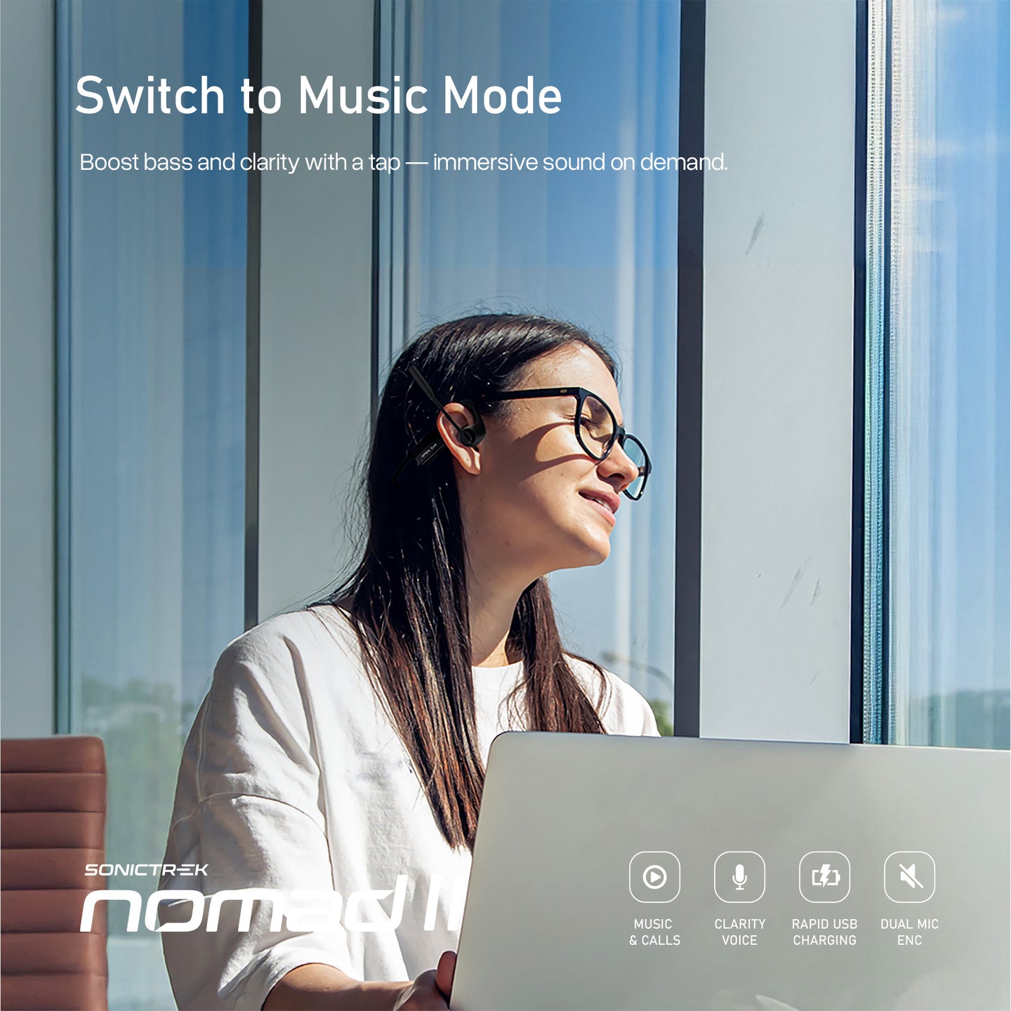 Sonictrek Nomad 2 Wireless Open Ear Headset With Boom Mic detail view 12