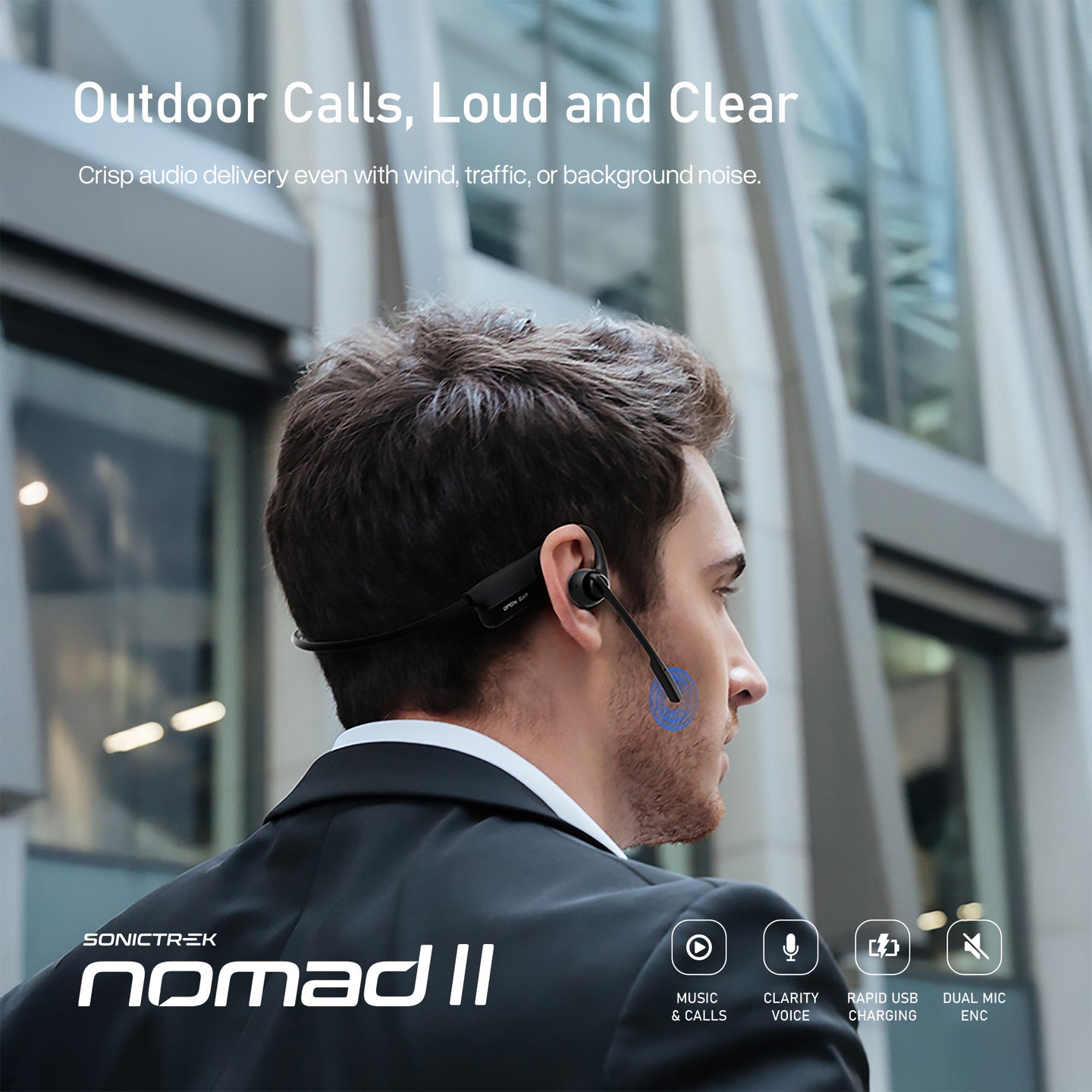 Sonictrek Nomad 2 Wireless Open Ear Headset With Boom Mic detail view 4