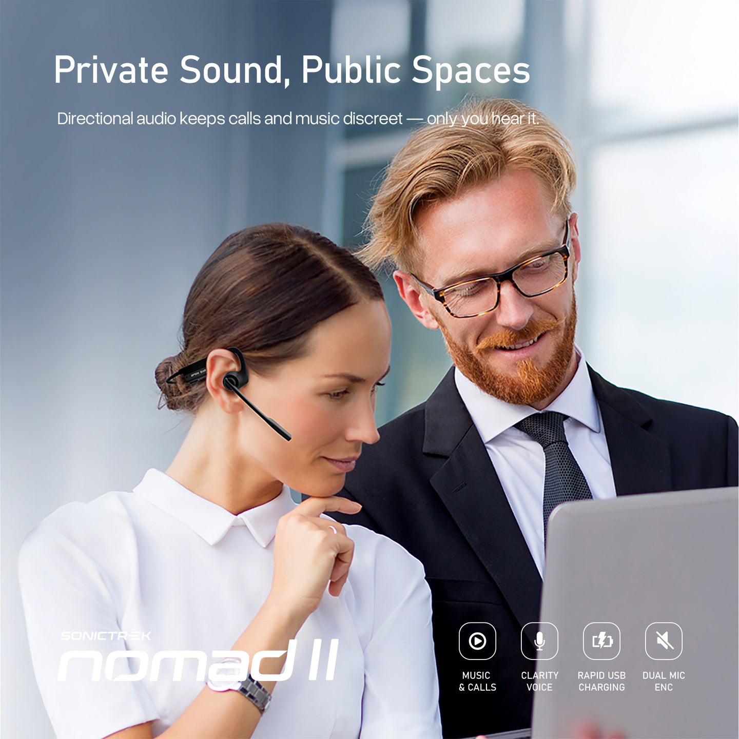 Sonictrek Nomad 2 Wireless Open Ear Headset With Boom Mic detail view 2