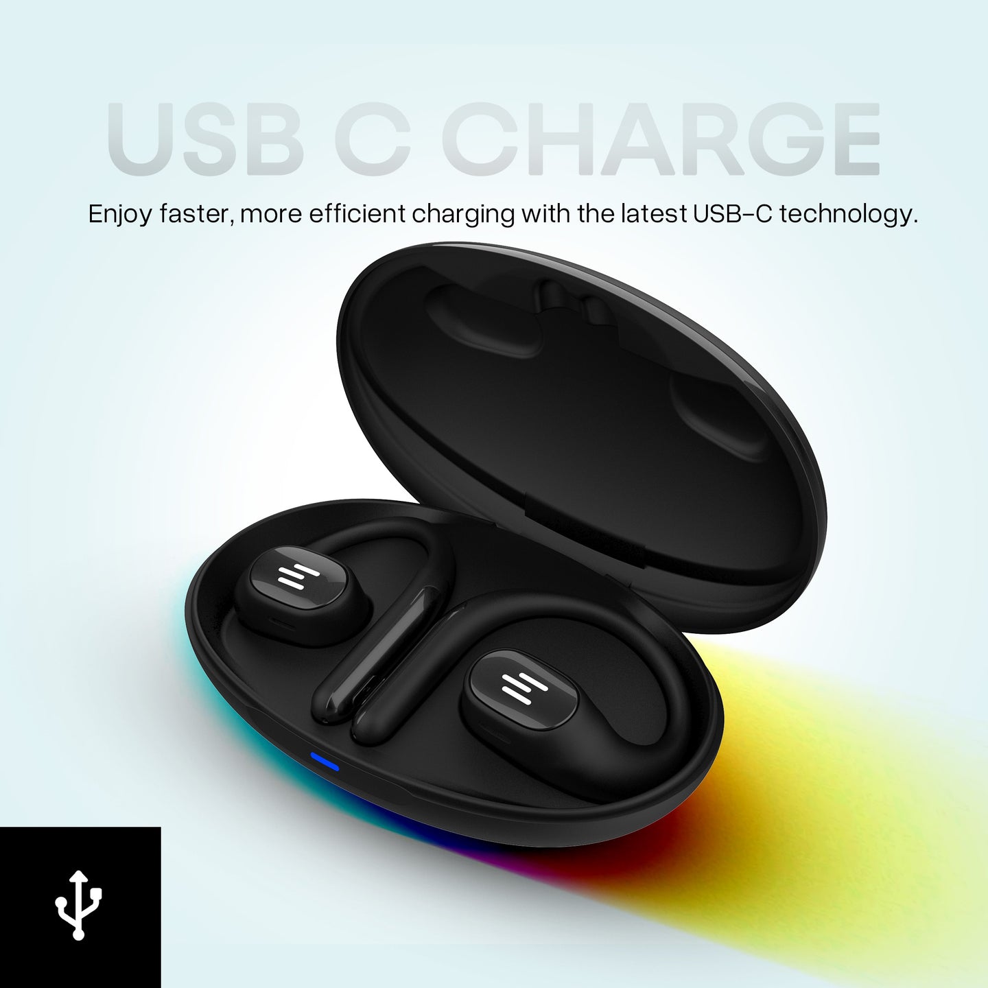 Sonictrek Open Ear XS Sports Earbuds With Open Ear Ambient Technology battery and charging features detail 2