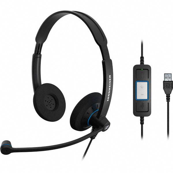 SENNHEISER SC60 Binaural Wideband Office headset, integrated call control, USB