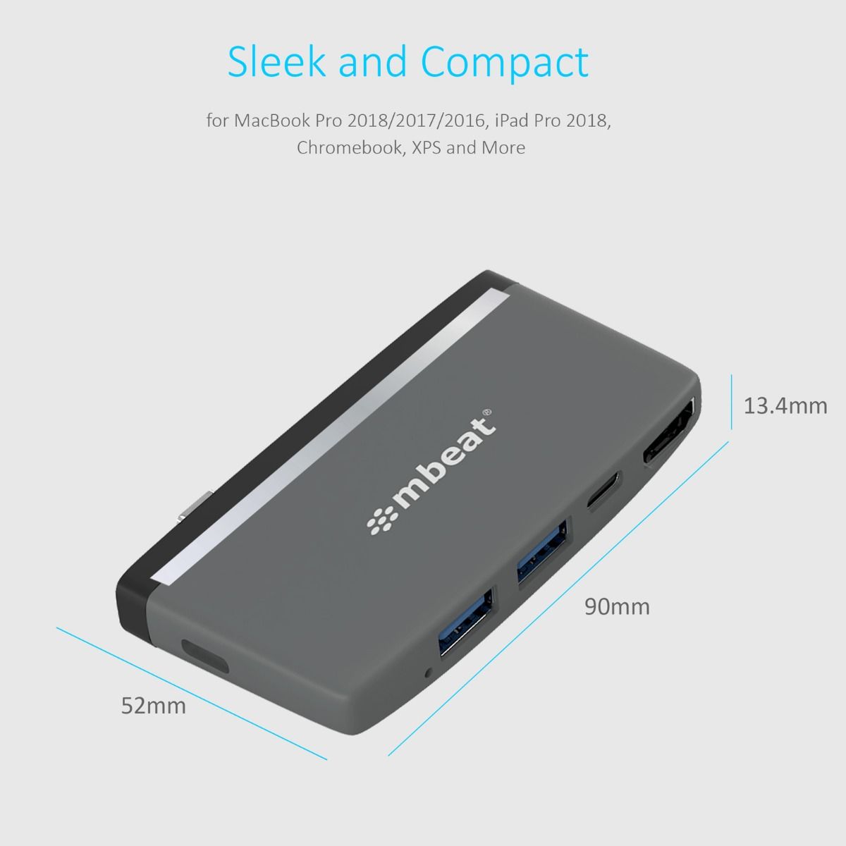 mbeat Essential Pro 5-in-1 USB- C Hub With 4K HDMI, USB-C PD Pass Through detail view 6