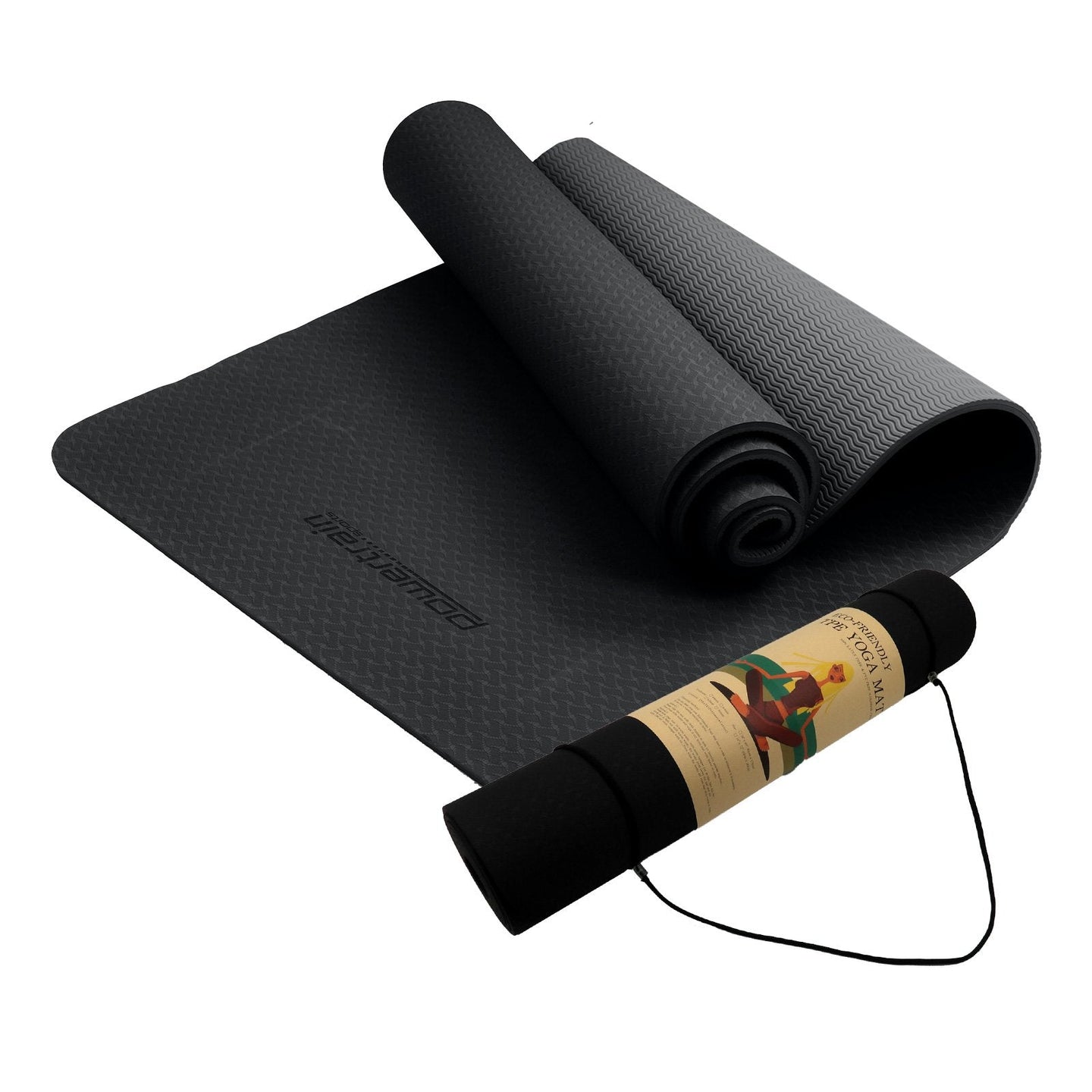 Powertrain Eco-friendly Dual Layer Yoga Mat With Non-slip Surface And Carry
