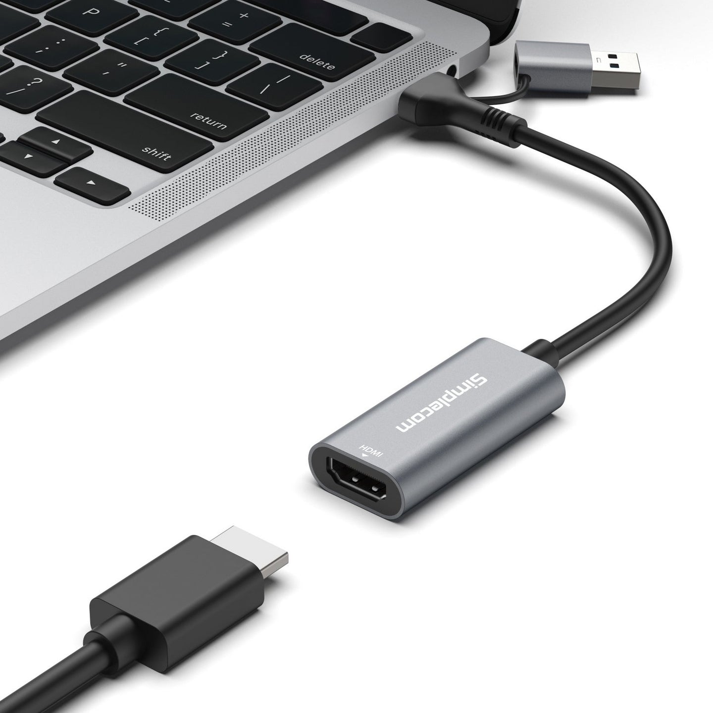 Simplecom Dual USB 3.0 and USB-C to HDMI Adapter detail view 4