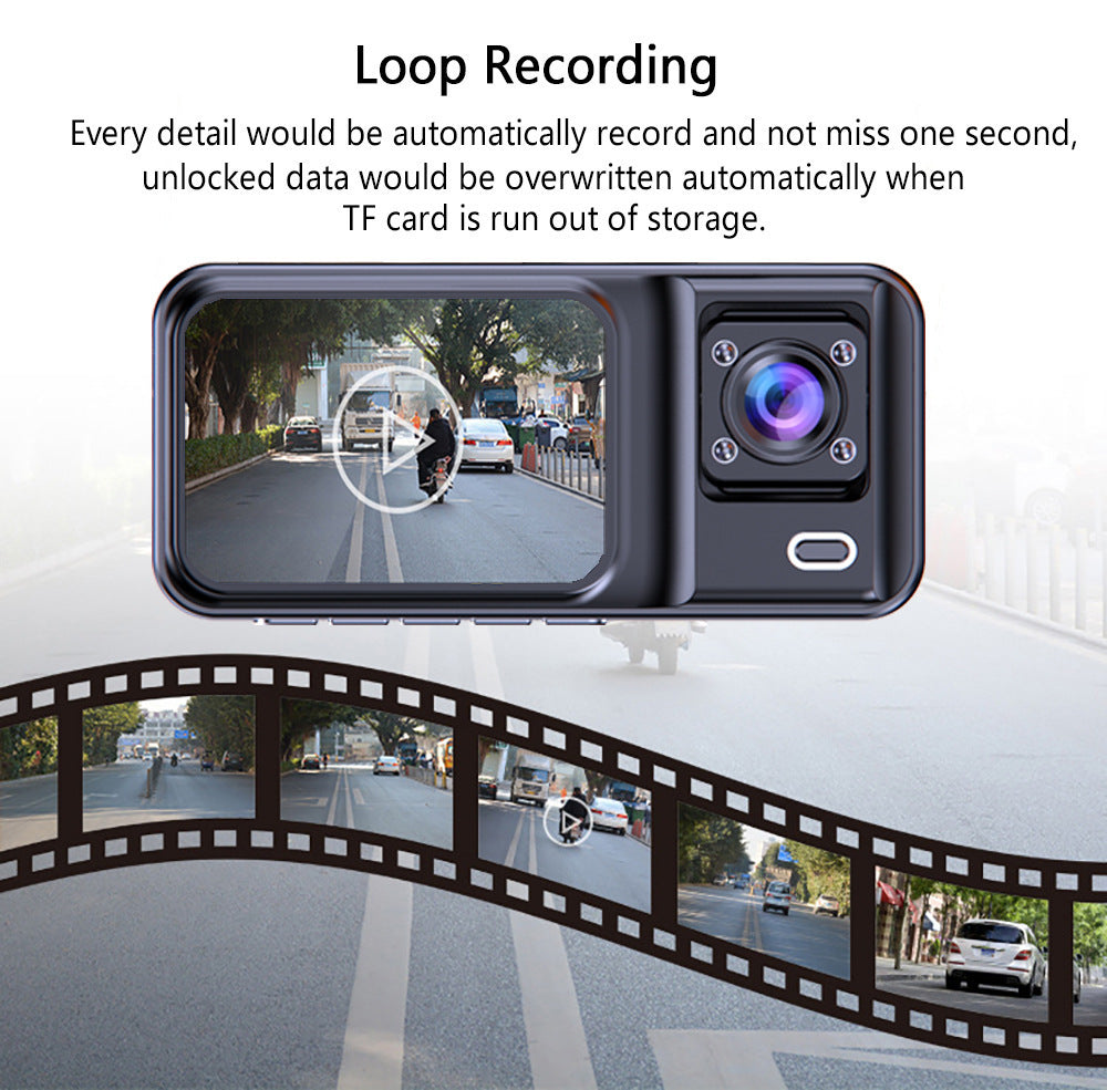 Front and Rear Triple Lens Dash Cam 1080P HD Three-Lens Driving Recorder detail view 4