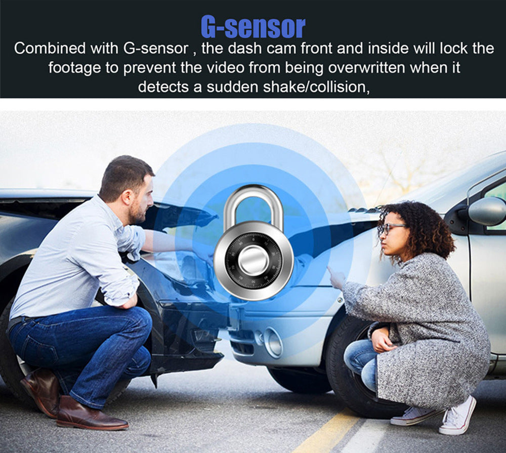 Front and Rear Triple Lens Dash Cam 1080P HD Three-Lens Driving Recorder detail view 5