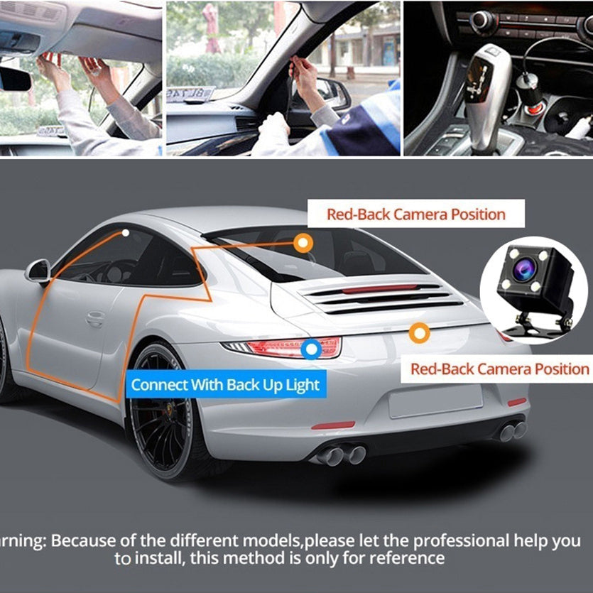 Front and Rear Triple Lens Dash Cam 1080P HD Three-Lens Driving Recorder detail view 10