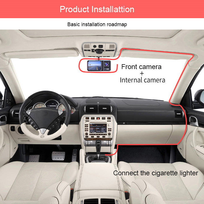 Front and Rear Triple Lens Dash Cam 1080P HD Three-Lens Driving Recorder detail view 11