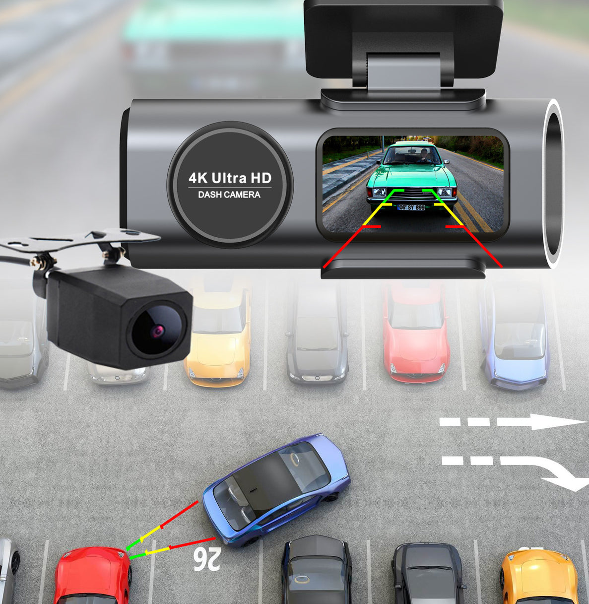 Dashtek Argus II 4K Wifi Dual Front And Rear Dash Cam With 64GB Memory Card detail view 6