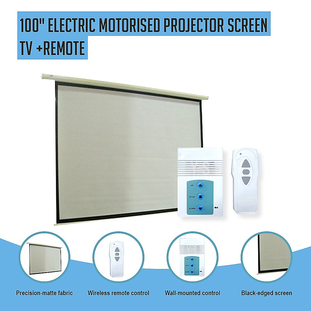 100" High Definition Motorised Projector Screen TV +Remote detail view 3