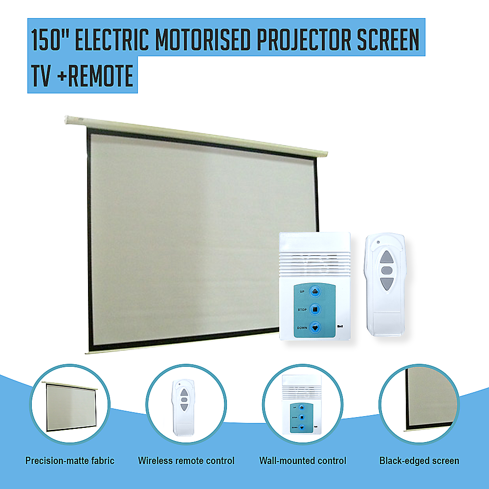 150" High Definition Motorised Projector Screen TV +Remote