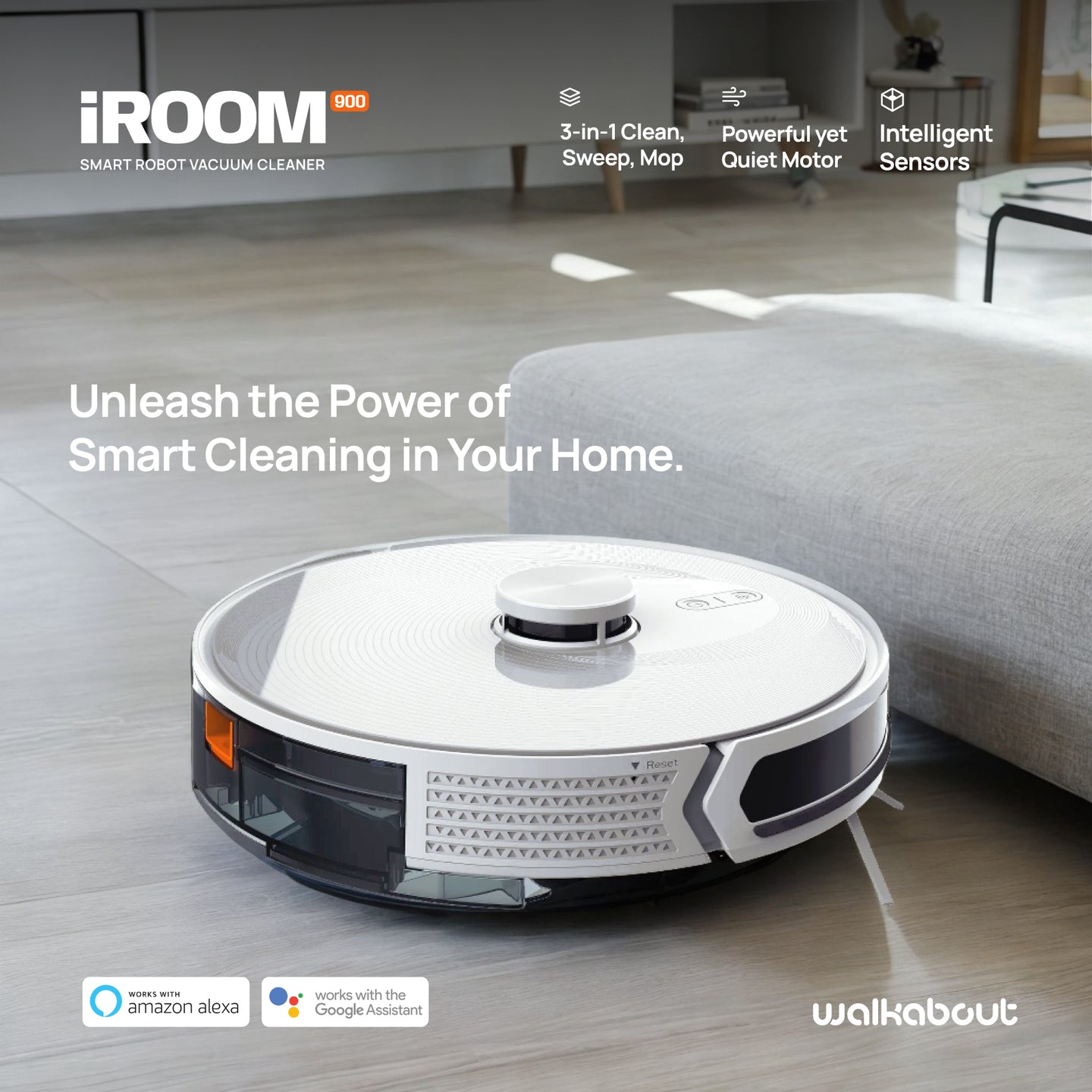 Walkabout iRoom 900 Multi-Surface Smart Robot Vacuum and Mop with App detail view 3