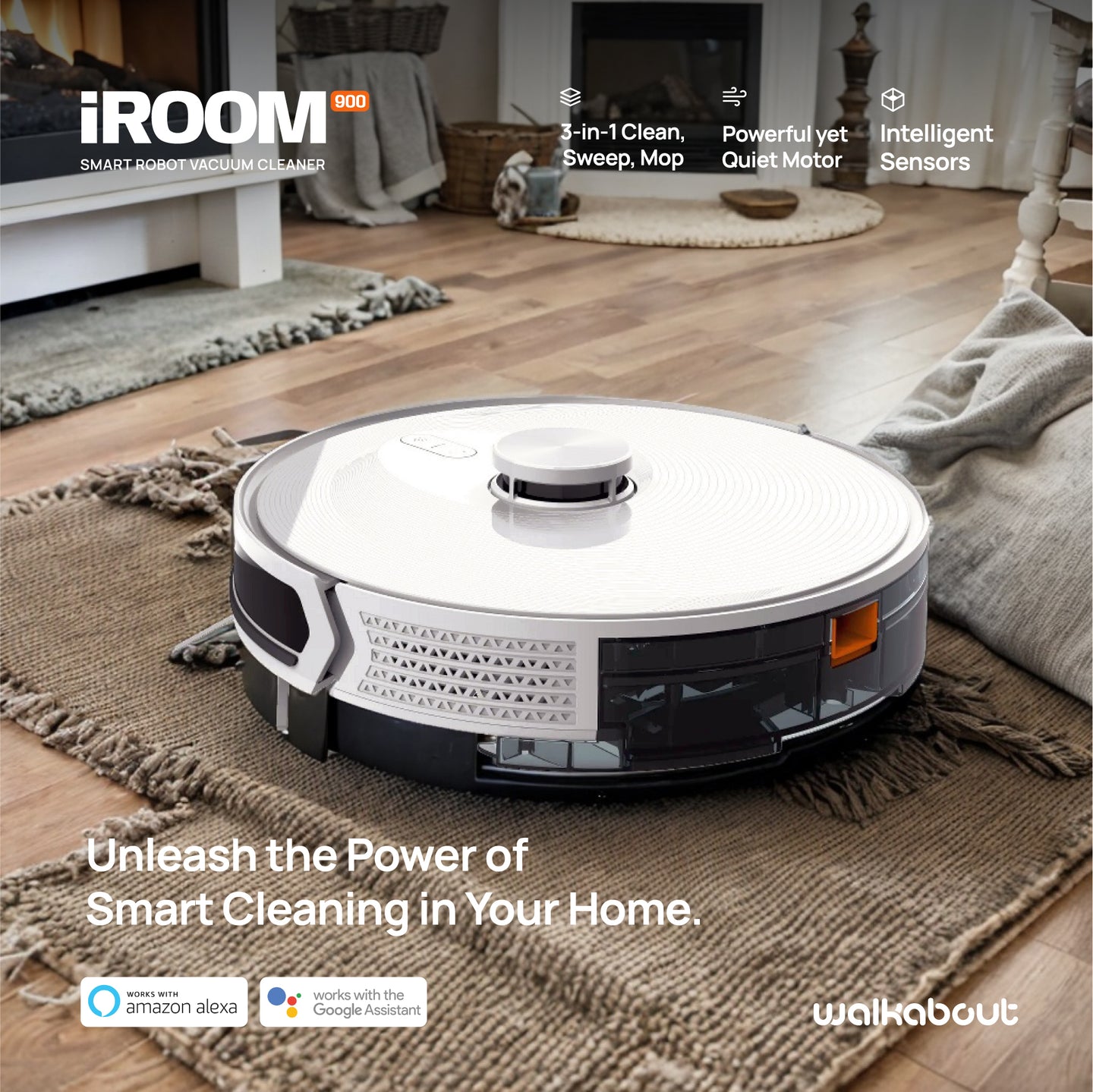 Walkabout iRoom 900 Multi-Surface Smart Robot Vacuum and Mop with App detail view 2
