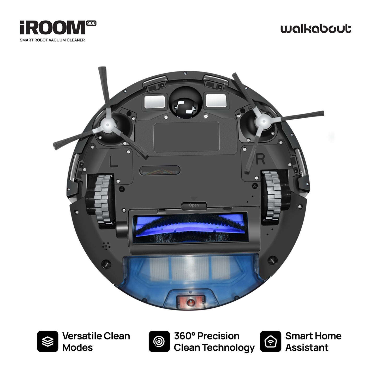 Walkabout iRoom 900 Multi-Surface Smart Robot Vacuum and Mop With App-Based Automated Cleaning System