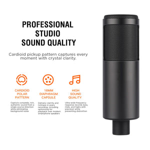 Sonictrek Studio Streaming Podcaster Pro Microphone with Accessory Bundle and Travel Stand