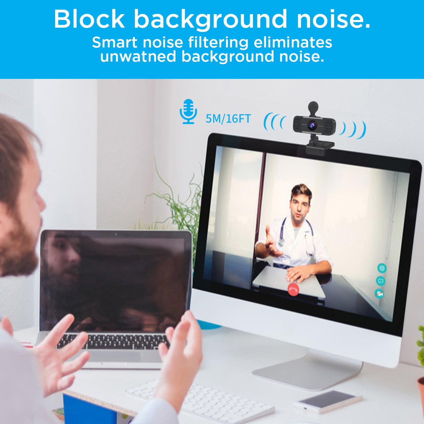 Sonictrek Studio Streaming 4K Webcam With Built In Microphone Plus Smart Noise detail view 2