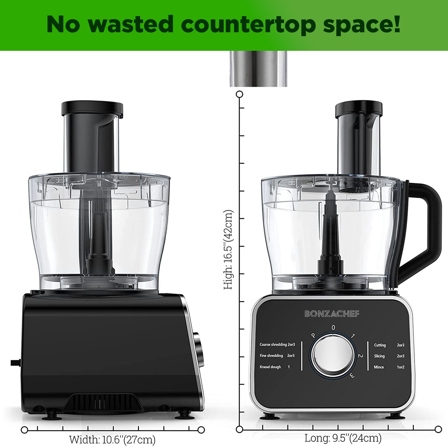 Bonzachef 12-Cup Professional Grade Multifunctional Food Processor With Culinary Accessory Pack