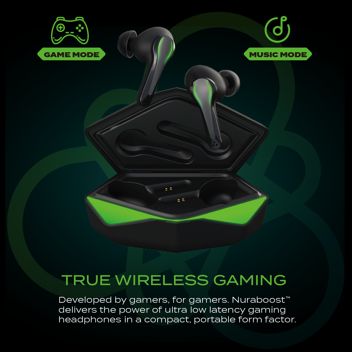 Nuraboost Edge Ultra Low Latency Bluetooth 5.0 Gaming True Wireless Earbuds detail view 2